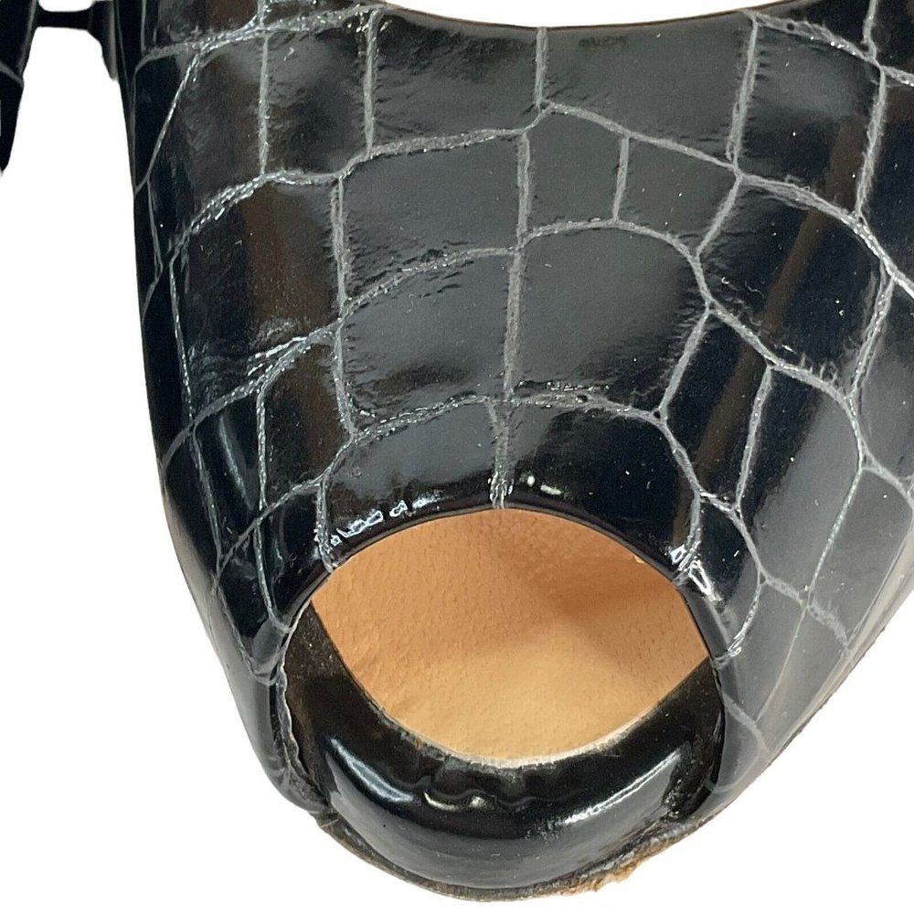 Giuseppe Zanotti Design Shoes Womens Sz 40 Black Leather Snake Peep Toe Heel - Picture 4 of 13